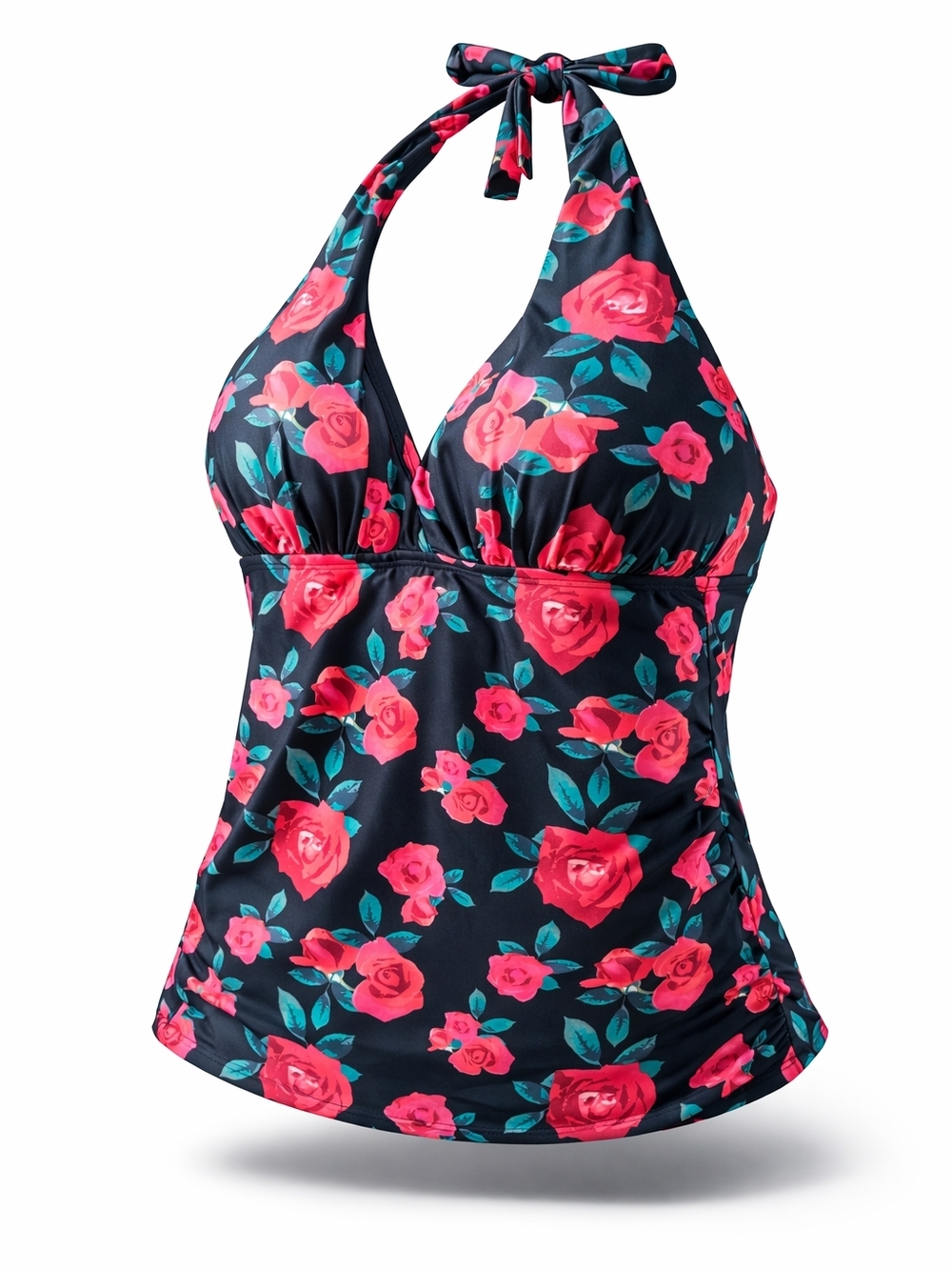 Rose Print Halter Tankini Top NEW